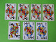 Lot 7 Cartes à Jouer - DAME De TRÈFLE - Dos Bleu,Rouge - Pub L'UNION Reims, ABOISIF, GPA, M&M, ROCHEX - Vers 1990/2000 - 32 Carte