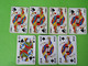Lot 7 Cartes à Jouer - DAME De PIQUE - Dos Bleu,Rouge - Pub L'UNION Reims, ABOISIF, GPA, M&M, ROCHEX - Vers 1990/2000 - 32 Carte