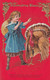 Thanksgiving Greetings, Girl Turkey, 'Eat Drink And Be Merry. .  .', C1900s Vintage Embossed Postcard - Giorno Del Ringraziamento