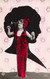 CPA Silhouette - Portrait De Profil En Silhouette Et Femme En Robe Rouge En Premier Plan - Silhouette - Scissor-type