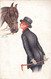 CPA Illustrateur - Xavier Sager - Femme Penchée Devant Un Cheval - Canne - Equitation Feminine - Sager, Xavier