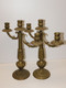 Delcampe - *JOLIE PAIRE DE BOUGEOIRS CANDELABRES à 3 FEUX En BRONZE Made In ITALY Bougie  E - Chandeliers, Candélabres & Bougeoirs