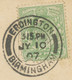 GB „ERDINGTON / BIRMINGHAM“ Superb Rare Double Cirlce (one Single Arc, 25mm, Code „3.15.PM“) On Very Fine Postcard - Lettres & Documents