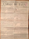 L’ AIGLE DU TARN CASTRES 77 1869 Journal Complet  Timbres Pour Journaux 2c Rouge Annulation Typographique(France Lettre - Zeitungsmarken (Streifbänder)