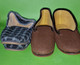 Lot 2 Paires Anciens CHAUSSONS Feutre Cuir Plastique - Chaussures "NEUF De STOCK" - Tailles 40 Et 41 - Vers 1950 - Shoes