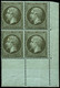 ** N°19 1c Olive, Bloc De 4 Coin De Feuille, Infime Froissure Sur 1ex - TB - 1862 Napoléon III