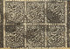 India J&K Jammu & Kashmir 1878 Official 1/2a Half Anna BLACK White Laid Paper Rough Perf (Sg#O1) Part Sheet On Piece - Jammu & Kashmir