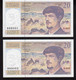 2 Billets Consécutifs  20 F DEBUSSY - 1993  S.043  "A Fil De Sécurité" - 20 F 1980-1997 ''Debussy''