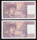 2 Billets Consécutifs  20 F DEBUSSY - 1993  S.043  "A Fil De Sécurité" - 20 F 1980-1997 ''Debussy''