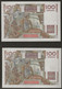 2 Billets Consécutifs 100 F Jeune Paysan 1952 - 100 F 1945-1954 ''Jeune Paysan''