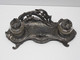 *ENCRIER DOUBLE STYLE ROCAILLE REGULE Sans Patine COULEUR ETAIN Déco BUREAU    E - Inkwells