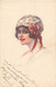 CPA Illustrateur S Bompard - Femme Avec Un Bonnet Fleuri Et Ruban Rouge Avec Noeud - Bompard, S.