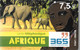 CARTE-PREPAYEE-FRANCE-365-7.5€-AFRIQUE-ELEPHANTS-S Ans DATE Au VERSO-V° 4 Cadres 2 Bleus 1 Rouge 1 Vert-TBE - Jungle