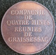 Jeton Argent 1864 Compagnie Des 4 Mines Réunies De Graissessac Hérault , Stern - Professionals / Firms