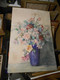 Grande Aquarelle Ancienne Fleurs Vers 1900 Signée Mad. Cotty (Madeleine) - Aquarelles