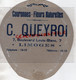87- LIMOGES- BEAU CARTON CHROMO FEMME AU CHAPEAU- C. QUEYROI 7 BOULEVARD LOUIS BLANC-COURONNES FLEURS NATURELLES - Autres & Non Classés