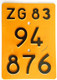 Velonummer Mofanummer Zug ZG 83 (94876) - Number Plates
