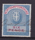 GB Fiscal/ Revenue Stamp.  Northamptonshire 6d Blue And Carmine. Barefoot 9 - Revenue Stamps