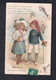 Carte Chromo Lithographie Premier 1er Avril Poisson Enfants Costume Marin épuisette Peche ( 53775) - 1er Avril - Poisson D'avril