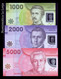 Chile Set 3 Banknotes 1000 2000 5000 Pesos 2009-2021 Pick 161-163 Polymer SC UNC - Chile