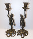 * PAIRE De BOUGEOIRS BRONZE NAPOLEON III XIXe PERSONNAGES INDIENS/AFRICAINS  D - Candeleros, Candelabros Y Palmatorias