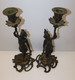 * PAIRE De BOUGEOIRS BRONZE NAPOLEON III XIXe PERSONNAGES INDIENS/AFRICAINS  D - Candeleros, Candelabros Y Palmatorias