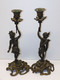 * PAIRE De BOUGEOIRS BRONZE NAPOLEON III XIXe PERSONNAGES INDIENS/AFRICAINS  D - Candeleros, Candelabros Y Palmatorias