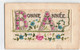 CPA Brodée Fantaisie -  Bonne Année - Enveloppe Brodée - Fleurie - J S Paris - Brodées