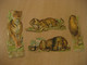 Chocolate Amatller Barcelona Lion Tiger Chocolat 4 Old Chromos Die-cuts Decoupis Chromo Decoupi Die-cut Year: ??? - Animaux