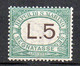 1924 San Marino - Segnatasse 17 - 5 Lire Verde  Nuovo MLH* - Impuestos