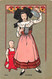 CPA Illustration Non Signée - Allegorie De L' Alsace - Femme Avec Coiffe Et Bébé à Ses Coté Et Pot En Fer - Non Classificati
