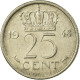 Monnaie, Pays-Bas, Wilhelmina I, 25 Cents, 1948, TB+, Nickel, KM:178 - 25 Centavos