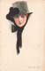 CPA Illustrateur - Mauzan - Femme Avec Chapeau Gris Et Noeud Noir - Mauzan, L.A.