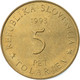 Monnaie, Slovénie, 5 Tolarjev, 1993, FDC, Nickel-brass, KM:9 - Slovenia