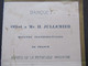 Argentinien / Frankreich Banquet A Tucuman Hotel Paris 10.10.1915 Ministre De France Mr. H. Jullemier - Menu