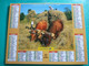 Calendrier Oberthur  1995   Campagne Labour Attelage 3 Chevaux Foins Bœufs  Almanach  Facteur Sarthe  PTT POSTE - Grand Format : 1991-00