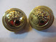 2 Mini-Boutons Anciens D'uniforme/Militaria/Grenade éclatant/Laiton Poli/Perfectionne /. Paris/15/ Début XXème   BOUT151 - Buttons