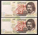 100000 Lire CARAVAGGIO 2° TIPO SERIE D 1997 Q.fds 2 Es. Consecutivi LOTTO 4228 - 100000 Lire