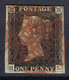 GRANDE BRETAGNE 1840: Le Y&T 1, 4 B Marges, Lettres HL, Obl. Croix-de-Malte Rouge, Forte Cote, TTB - Used Stamps