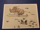 Painter Golubev SKI JUMPING  - Old Postcard - Rhino - Rhinoceros - 1966  - HUMOUR - Crow - Magpie - Rhinocéros