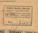 Romania 1947 Alba-Iulia Mayoralty Certificate With Scarce Inflation Local Municipal Stamp Of 2000 Lei - Revenue Stamps