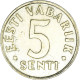 Monnaie, Estonie, 5 Senti, 1991 - Estonie