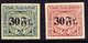 1940/1949 Ungezähnte Eisenbahnmarken, 30 Fr. Dunkelbraun Und 30 Fr. Grün. Probedrucke - Spoorwegen