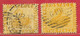 Australie Occidentale N°32 1p Bistre & N°33 2p Jaune (filigrane CA, Dentelé 12) 1885 O - Usados