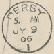 GB 6.7.1906, King EVII 1 D Red Tied By Columbia Machine Postmark „BIRMINGHAM No.1.“ Also CDS „CASTLE DONINGTON / DERBY“ - Storia Postale