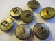 7 Boutons Bombés Anciens D'époque/OCTROI/ 2,1  Cm/Laiton Argenté/A M & Cie Paris /Début XXéme       BOUT188 - Buttons