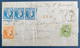 Lettre Tricolore 1865 De Missolonghi GC 49 Sur N°19, 20 & Bande De 3 Du 21 Pour Tarif à 75 Lepta Pour TRIEST Pas Courant - Covers & Documents