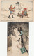 ENFANTS AVEC BONHOMME DE NEIGE 1 CARTE PHOTO+ ILLUSTRATEUR RIJKA BLEEKER - Andere & Zonder Classificatie