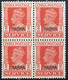 INDIA NABHA STATE 1943, MNH BLOCK OF 4 ,STAMPS ,2AS ORANGE 062 - Nabha