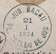 "JUD.BACAU PL.TAZLEU DE JOS 1874" RARE RURAL POSTMARK Cover To Bucuresci  (Tazlau Romania Roumanie Lettre - 1858-1880 Moldavië & Prinsdom